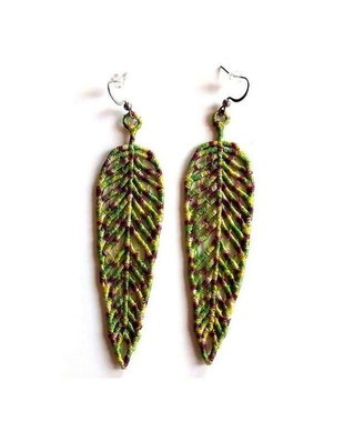 Cercei Frunze Brodate Verde Degrade
