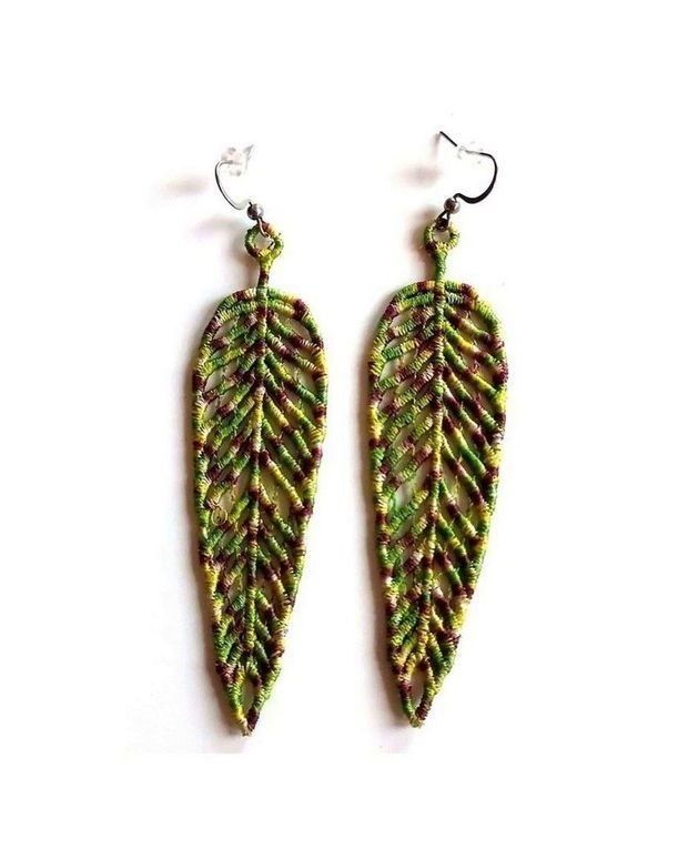 Cercei Frunze Brodate Verde Degrade