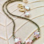 Set Colier CHOKER pirita & cercei perle stelute baroc rose lila prafuit