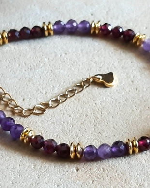 Brățară handmade cu granat și ametist