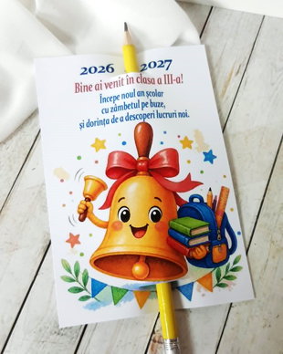 Card personalizat cu creion - cadou prima zi de scoala