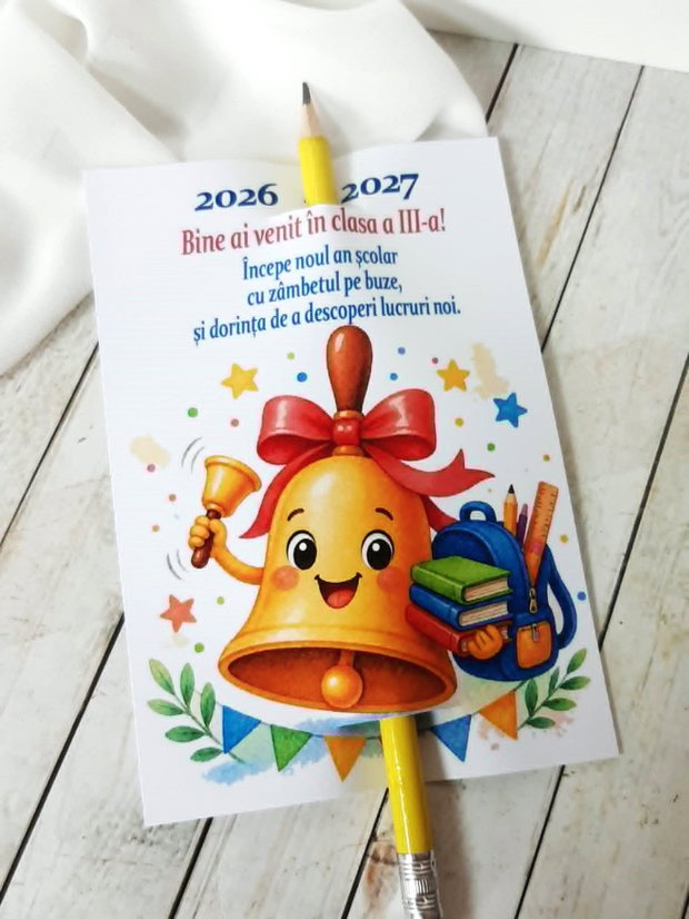 Card personalizat cu creion - cadou prima zi de scoala