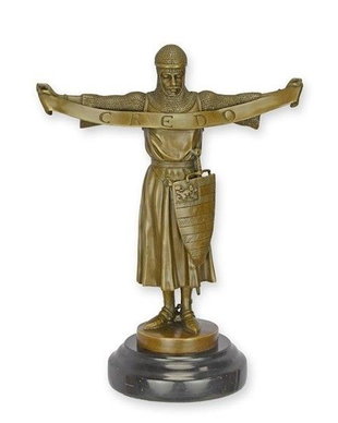 Credo-statueta din bronz cu un soclu din marmura