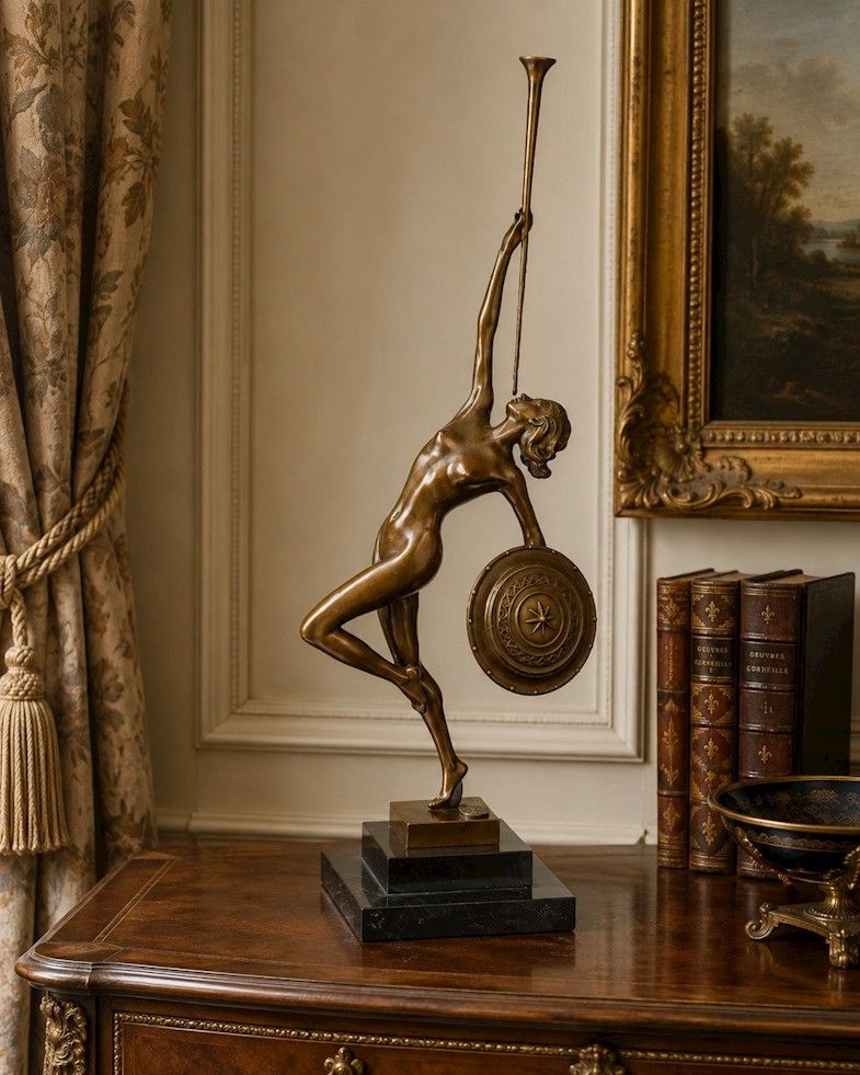 Ierihon-statueta din bronz cu un soclu din marmura