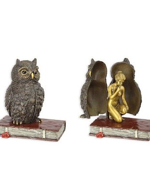 Femeie si bufnita-statueta vieneza din bronz