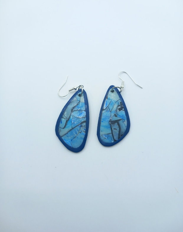 Blue wings, cercei din lut polimeric