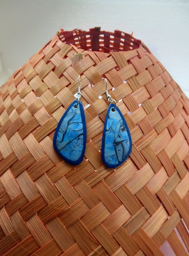 Blue wings, cercei din lut polimeric