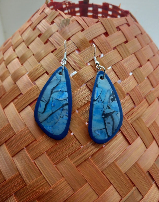 Blue wings, cercei din lut polimeric