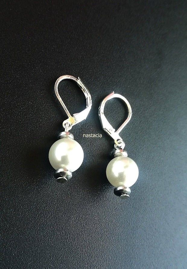 cercei argint 925 si perle albe seashell