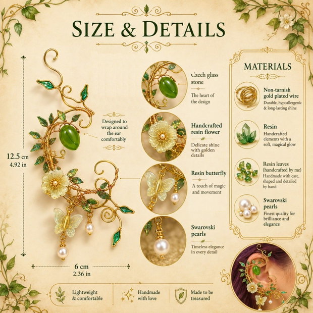 Cercel ear cuff Enchanted Garden