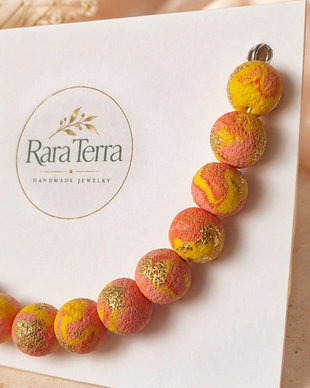Brățară Pebble  Honey Rose | Lut polimeric, foiță aurie | RaraTerra
