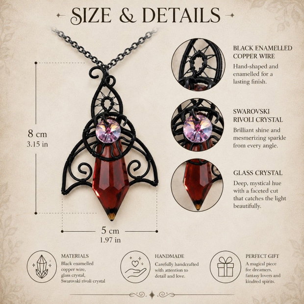 Twilight Talisman Pandantiv Gothic Elven cu Cristale