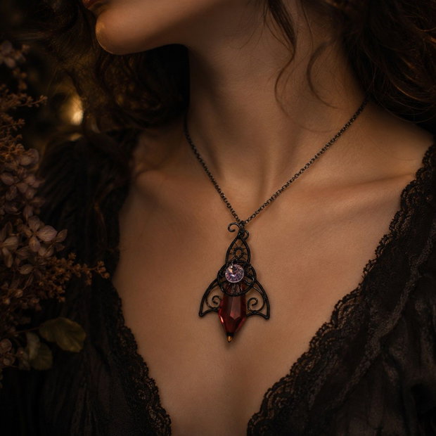 Twilight Talisman Pandantiv Gothic Elven cu Cristale