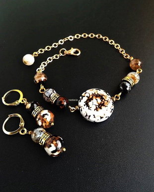 set agate dantelate alb maro