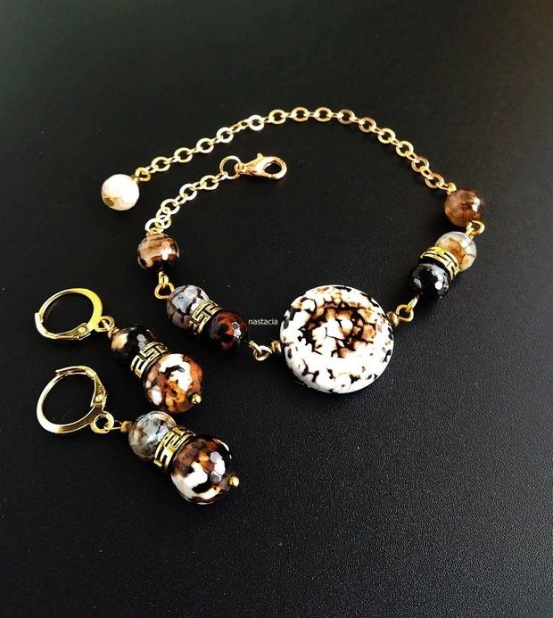 set agate dantelate alb maro