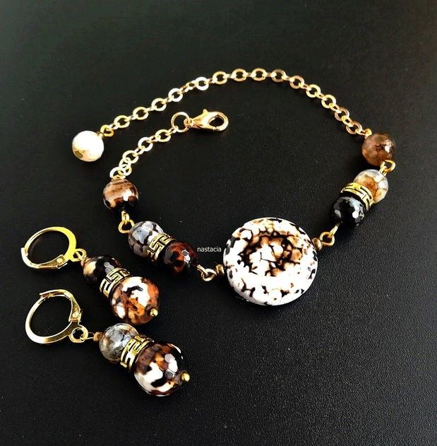 set agate dantelate alb maro