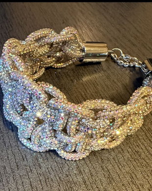 Brățară Statement Luxury  Împletitură Sculpturală din Șnur cu Strasuri