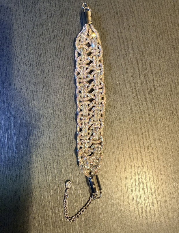 Brățară Statement Luxury Împletitură Sculpturală din Șnur cu Strasuri