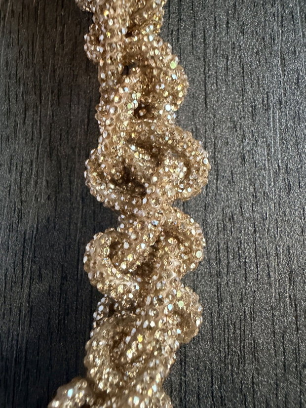 Brățară Statement Handmade Împletitură Fluidă din Șnur cu Strasuri Auriu