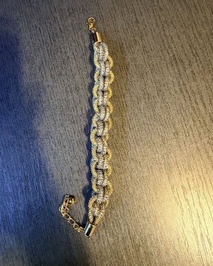 Brățară Statement Luxury  Împletitură Geometrică Auriu și Argintiu