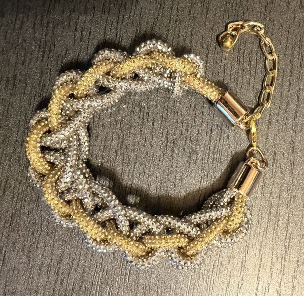 Brățară Statement Luxury  Împletitură Geometrică Auriu și Argintiu