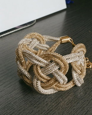 Brățară Manșetă Statement Celtic Knot  Împletitură Bicoloră de Lux