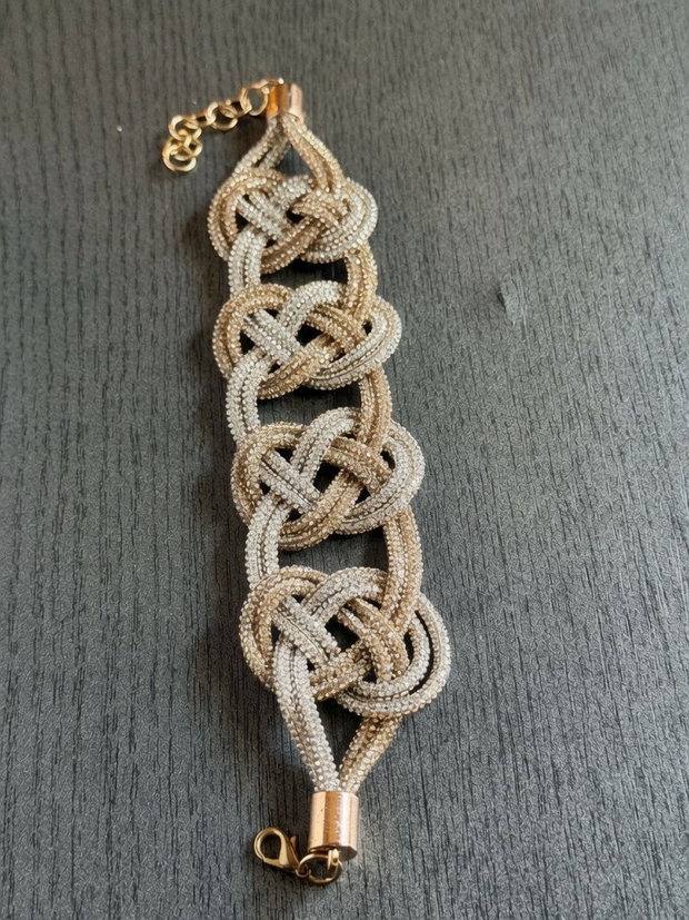 Brățară Manșetă Statement Celtic Knot  Împletitură Bicoloră de Lux
