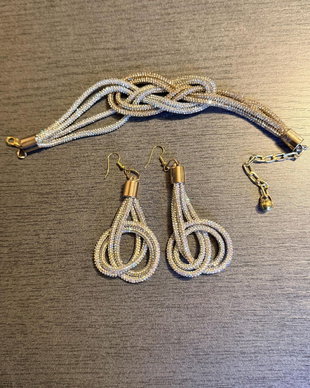 Set Statement Luxury Golden Infinity  Brățară și Cercei din Șnur cu Strasuri