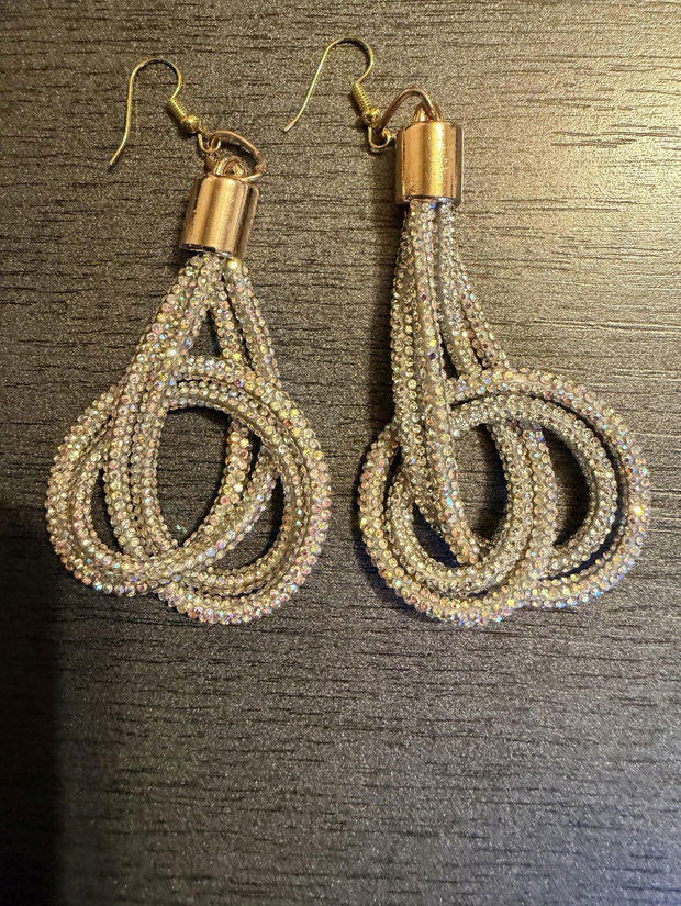 Set Statement Luxury Golden Infinity  Brățară și Cercei din Șnur cu Strasuri