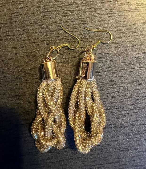 Set Luxury Golden Braid  Colier, Brățară și Cercei din Șnur cu Strasuri