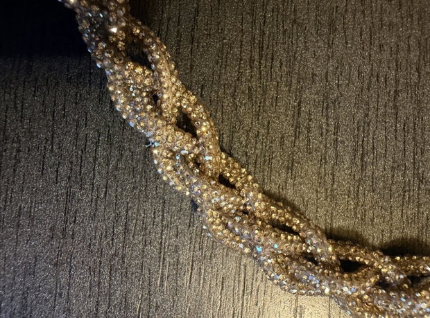 Set Luxury Golden Braid  Colier, Brățară și Cercei din Șnur cu Strasuri