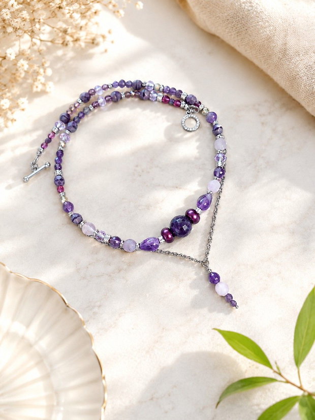 Colier handmade cu ametist