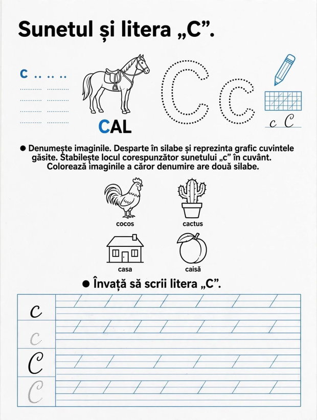ALFABETUL - Fise de lucru PDF printabil cu alfabetul A-Z