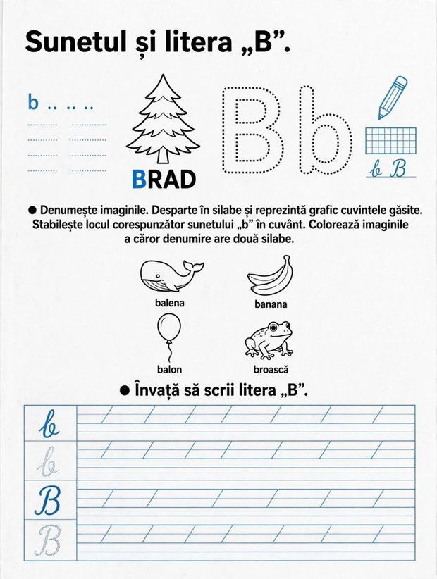 ALFABETUL - Fise de lucru PDF printabil cu alfabetul A-Z