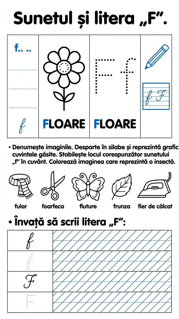 ALFABETUL - Fise de lucru PDF printabil cu alfabetul A-Z