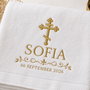 Prosop de botez personalizat cu nume și cruce ortodoxă | Broderie aurie