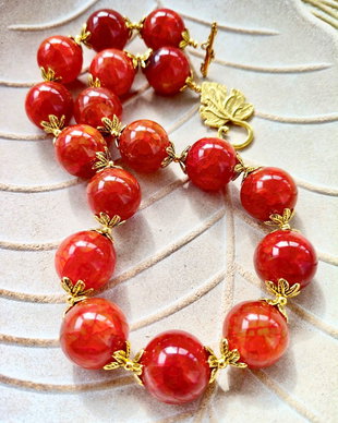 Colier vintage agate rosii