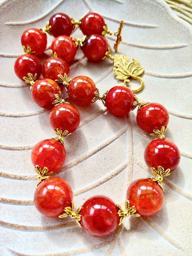 Colier vintage agate rosii