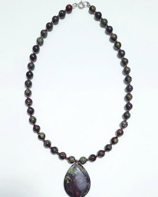 Colier argint 925 cu jasp dragon blood si granat