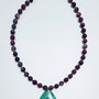 Colier argint 925 cu jad verde-mov, ruby zoisit si hematit