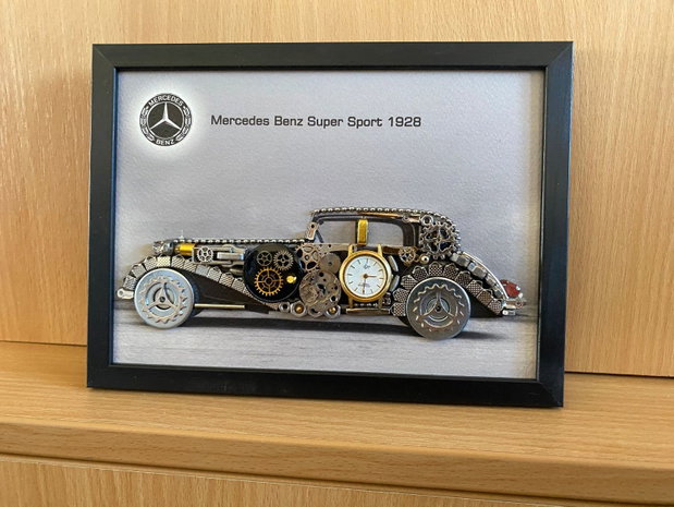 Mercedes Benz Super Sport 1928 Cod M 735・Tablou din piese si mecanisme vintage・Cadouri zi de nastere