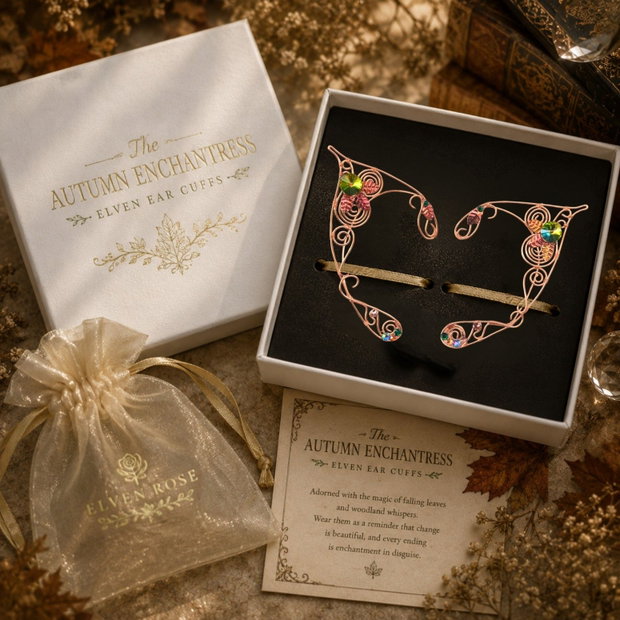 The Autumn Enchantress Cercei Ear Cuff Elven, cu cristale Swarovski