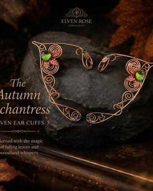 The Autumn Enchantress  Cercei Ear Cuff Elven, cu cristale Swarovski