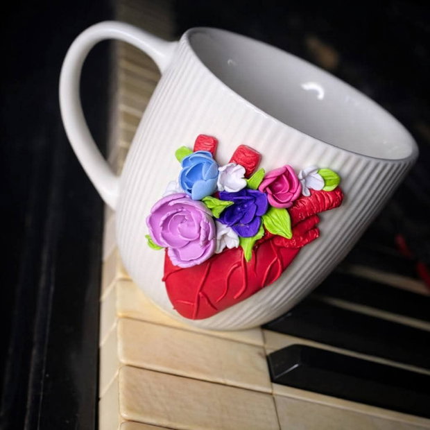 Cana decorată handmade detalii florale