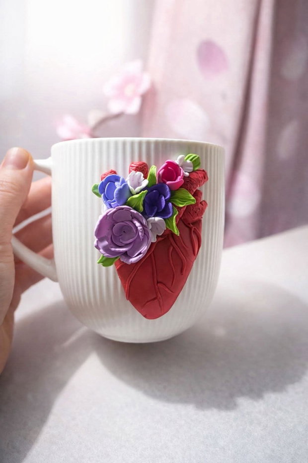 Cana decorată handmade detalii florale