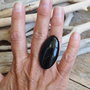 Inel masiv obsidian / reglabil, argint rodiat