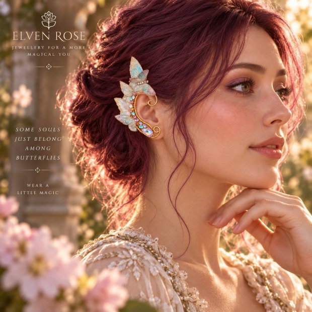Whispering Wings cercei ear cuff cu fluturi