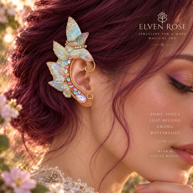 Whispering Wings cercei ear cuff cu fluturi