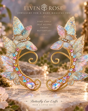 Whispering Wings  cercei ear cuff cu fluturi