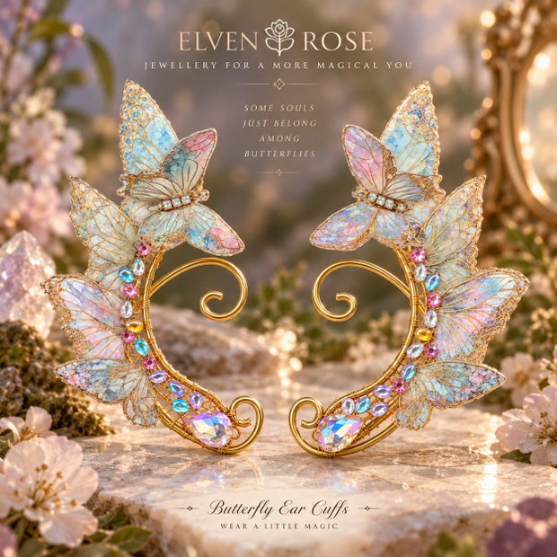 Whispering Wings cercei ear cuff cu fluturi